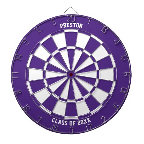 Personalized Name Graduation Gift  Purple  White Dart Board