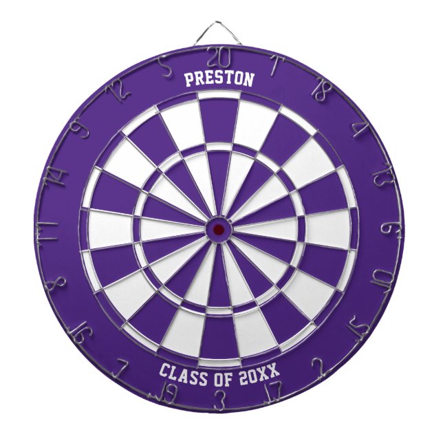Personalized Name Graduation Gift | Purple & White Dart Board (Front)