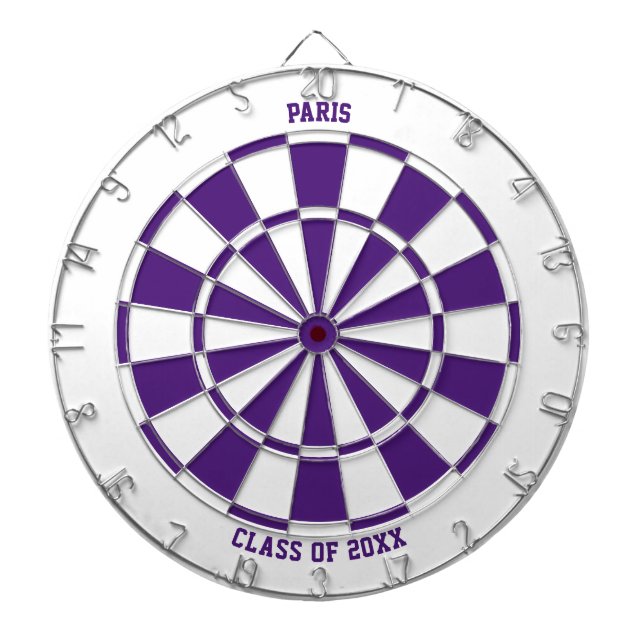 Personalized Name Graduation Gift | Purple & White Dart Board (Front)