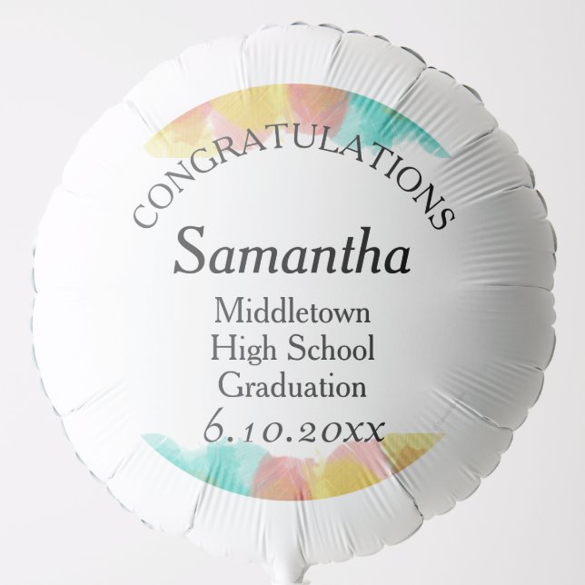 Personalized Name Graduation Watercolors Balloon (Front)