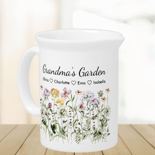 Personalized Name Grandma's Garden Mothers Day Beverage Pitcher