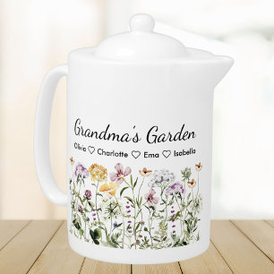 Personalized Name Grandma's Garden Mothers Day  Teapot