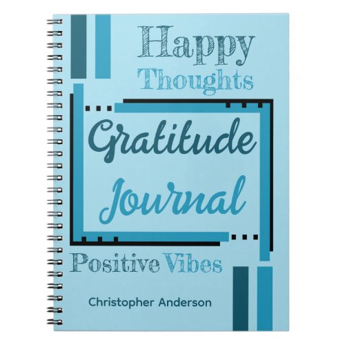 Personalized name gratitude journal blue