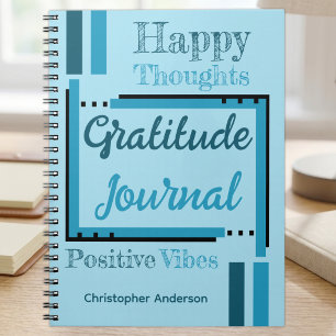 Personalized name gratitude journal blue