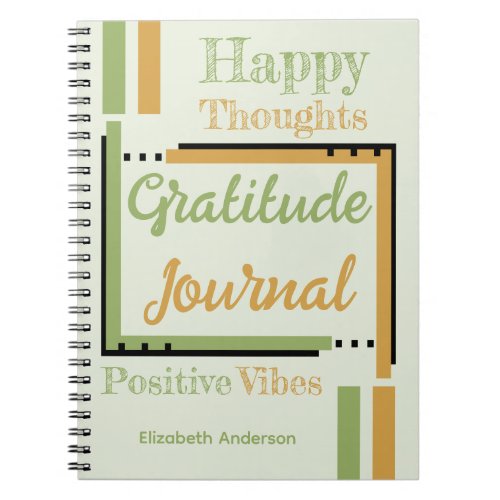 Personalized name gratitude journal gold green