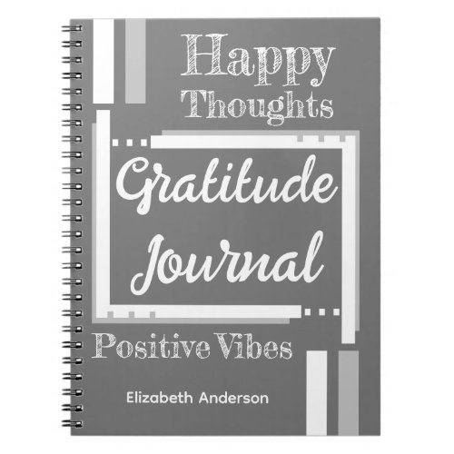 Personalized name gratitude journal grey white