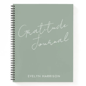 Personalized Name Gratitude Journal Sage Green