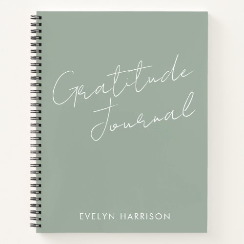 Personalized Name Gratitude Journal Sage Green