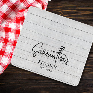Personalized Name Gray Wood Farmhouse Kitchen Cutting Board