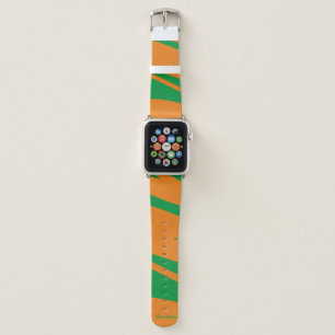Personalized Name Green and Orange Cool Print  Apple Watch Band
