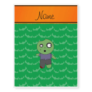 Personalized name green bats zombie temporary tattoos