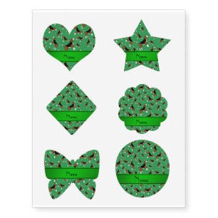 Personalized name green beagle dog pattern temporary tattoos