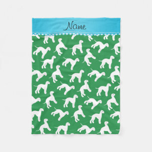 Personalized name green bedlington terrier dogs fleece blanket