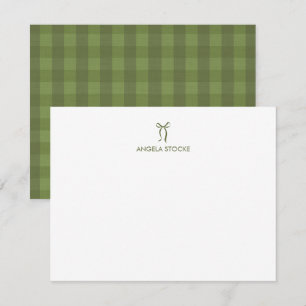 Personalized Name Green Bow Note Card