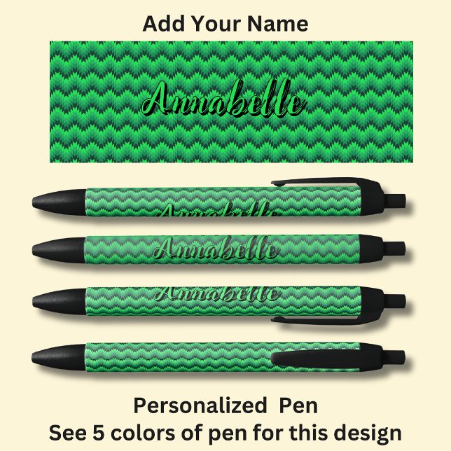 Personalized Name, Green Chevron Zig Zag  Pen (Creator Uploaded)
