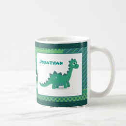 Personalized name green dinosaur animal coffee mug