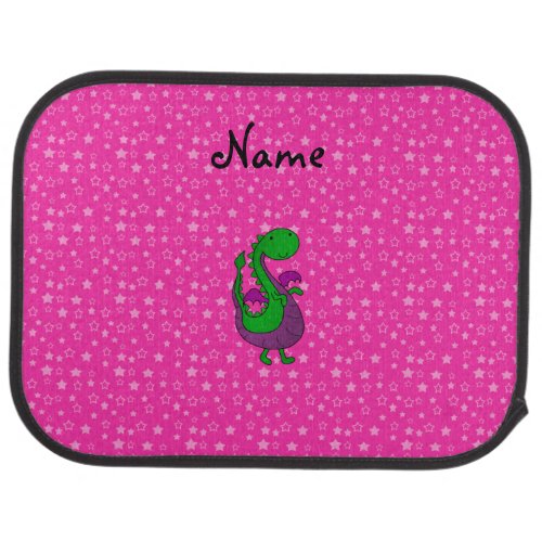 Personalized name green dragon pink stars car floor mat