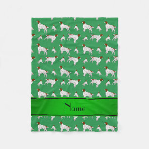 Personalized name green English Setter Fleece Blanket