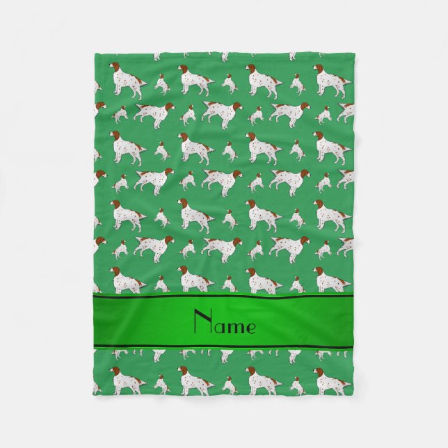 Personalized name green English Setter Fleece Blanket (Front)