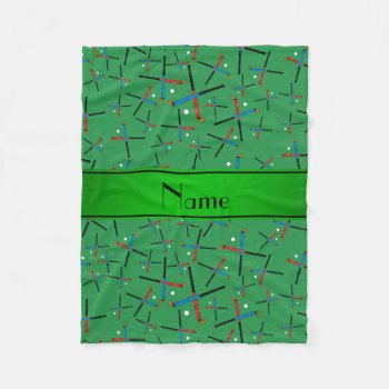 Personalized Name Green Field Hockey Pattern Fleece Blanket by Brothergravydesigns at Zazzle
