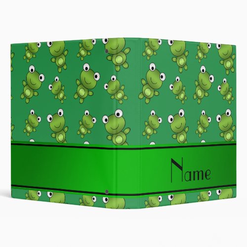 Personalized name green frogs 3 ring binder