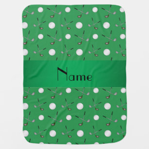 Personalized name green golf balls receiving blanket