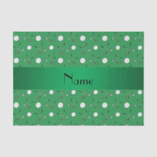 Personalized name green golf balls tissue paper