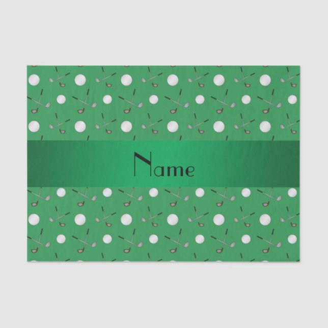 Personalized name green golf balls tissue paper (Front)