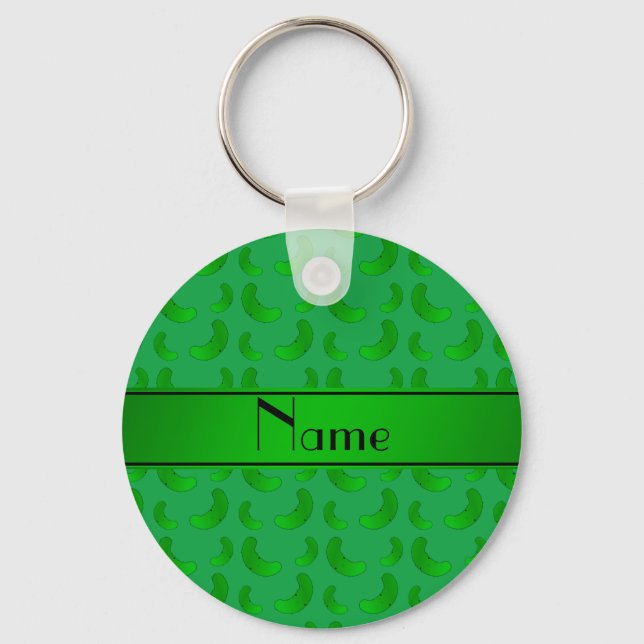 Personalized name green green pickles keychain (Front)
