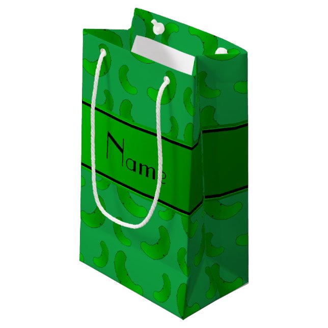 Personalized name green green pickles small gift bag (Front Angled)