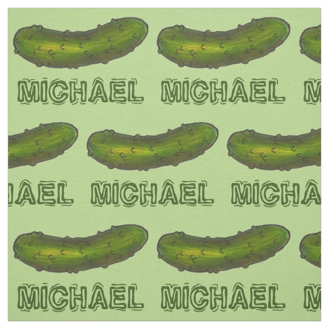 Personalized Name Green Kosher Dill Pickle Print Fabric (Swatch)