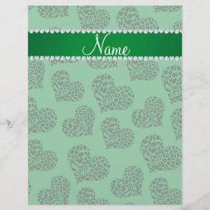 Personalized name green leopard hearts flyer