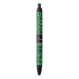 Personalized name green leopard pattern pen
