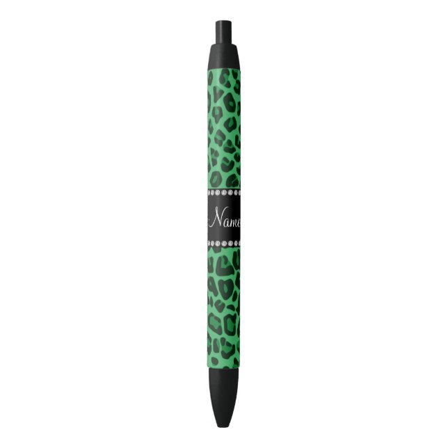 Personalized name green leopard pattern pen (Front Vertical)