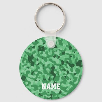 Personalized Name | Green Military Camo Pattern Keychain by angela65 at Zazzle