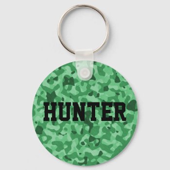Personalized Name Green Military Camo Pattern Keychain by angela65 at Zazzle