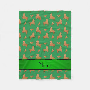 Personalized name green Norwich Terrier dogs Fleece Blanket