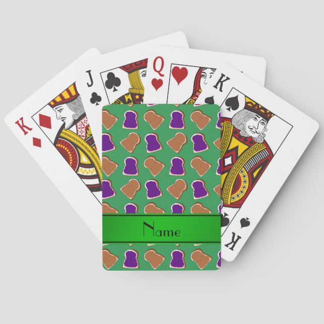 Personalized name green peanut butter jelly poker cards (Back)