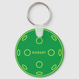 Personalized Name Green Pickleball Token Keychain