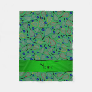 Personalized name green racquetball pattern fleece blanket