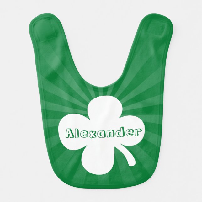 Personalized Name Green Saint Patrick's Day Bib (Front)