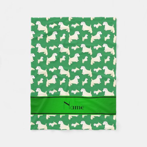 Personalized name green Sealyham Terrier dogs Fleece Blanket