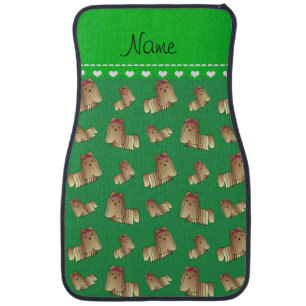 Personalized name green shih tzu dogs car floor mat