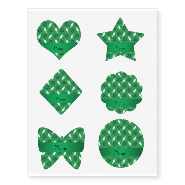 Personalized name green surfboard pattern temporary tattoos (Front)