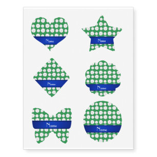 Personalized name green volleyball blue stripe temporary tattoos