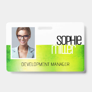Personalized Name Green Watercolor Ombre Trendy  Badge