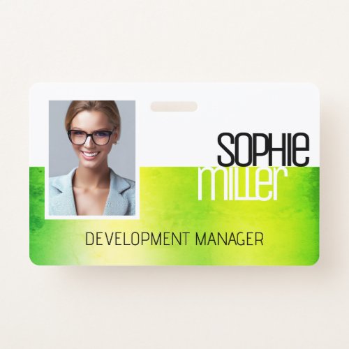 Personalized Name Green Watercolor Ombre Trendy  Badge