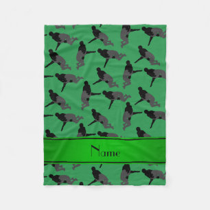 Personalized name green wrestling fleece blanket