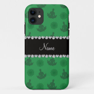 Personalized name green yoga pattern iPhone 11 case