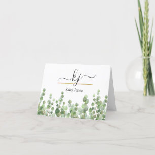 Personalized Name Greenery   From The Desk Of Letterpress Thank You Card